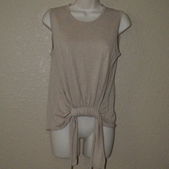 NWOT $225 Sz S White + Warren Tan Sleeveless Sweater Top Blouse - Picture 1 of 6